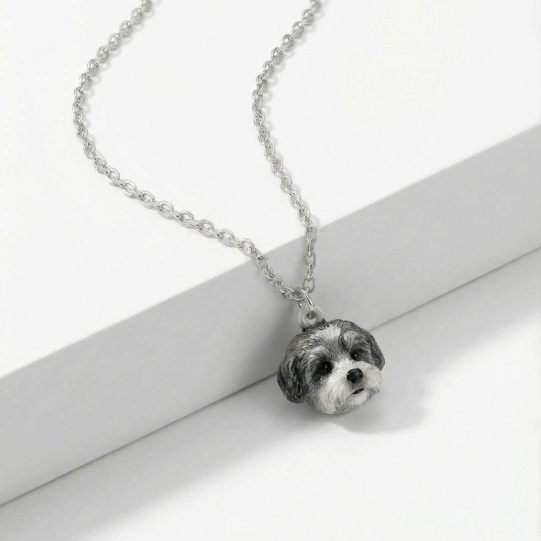 Custom Handmade Pet Portrait Necklace/Earring- 925 Silver