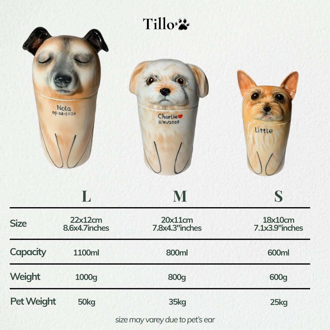 Personalized Handmade Ceramic Portrait Urn For Dog,Cat,Bunny