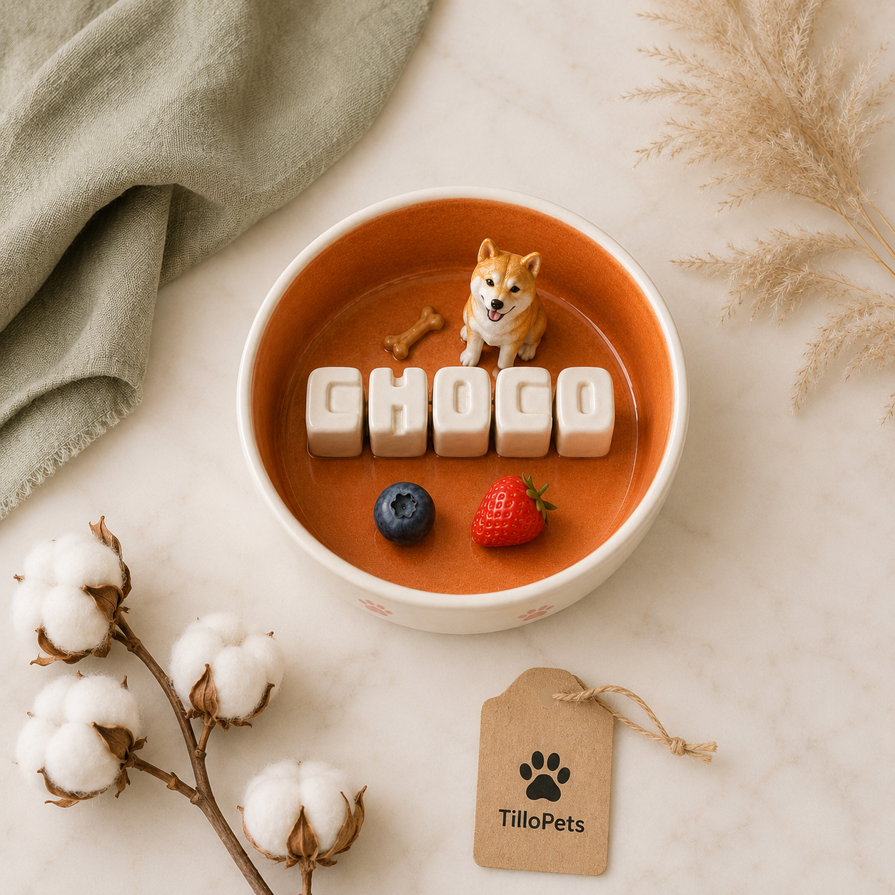 Personalized Ceramic Dog & Cat Slow Feeder Bowl & Water (800ml)