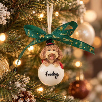 Custom Pet Christmas Ornament – Handmade Clay SnowPetman
