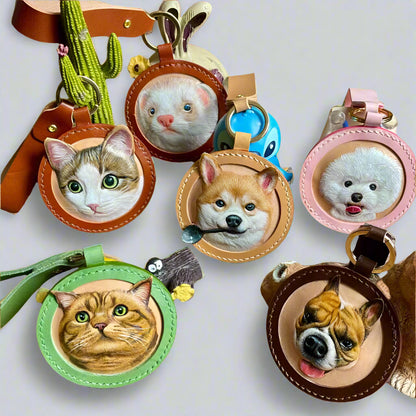 Custom Handcrafted Leather Pet Portrait Decor