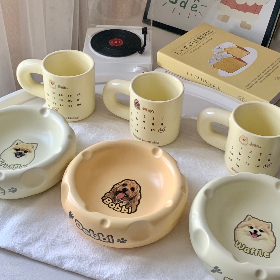 Personalized Handmade Ceramic Pet Food Bowl Food&Water Set
