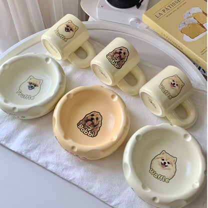 Personalized Handmade Ceramic Pet Food Bowl Food&Water Set