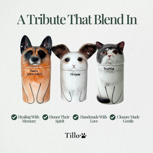 Personalized Handmade Ceramic Portrait Urn For Dog,Cat,Bunny