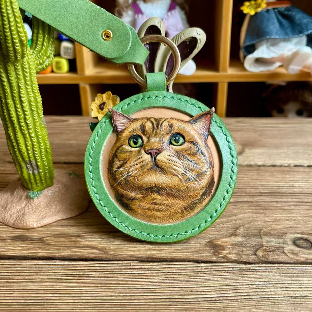 Custom Handcrafted Leather Pet Portrait Decor