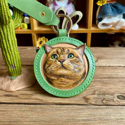 Custom Handcrafted Leather Pet Portrait Decor