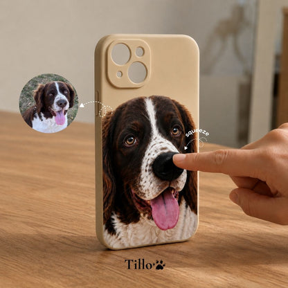 Custom Pet Portrait Phone Case with 3D Silicone Nose
