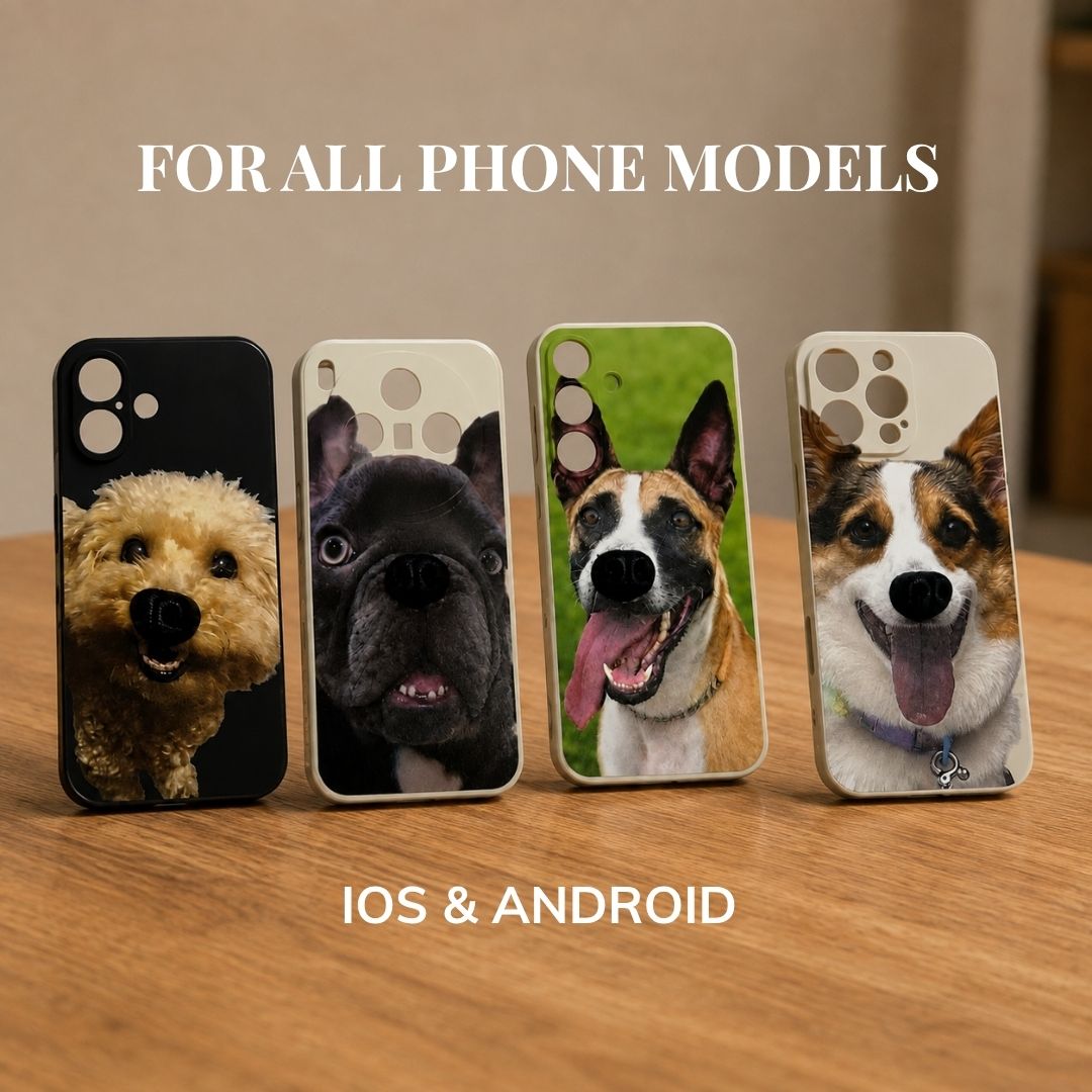 Custom Pet Portrait Phone Case with 3D Silicone Nose