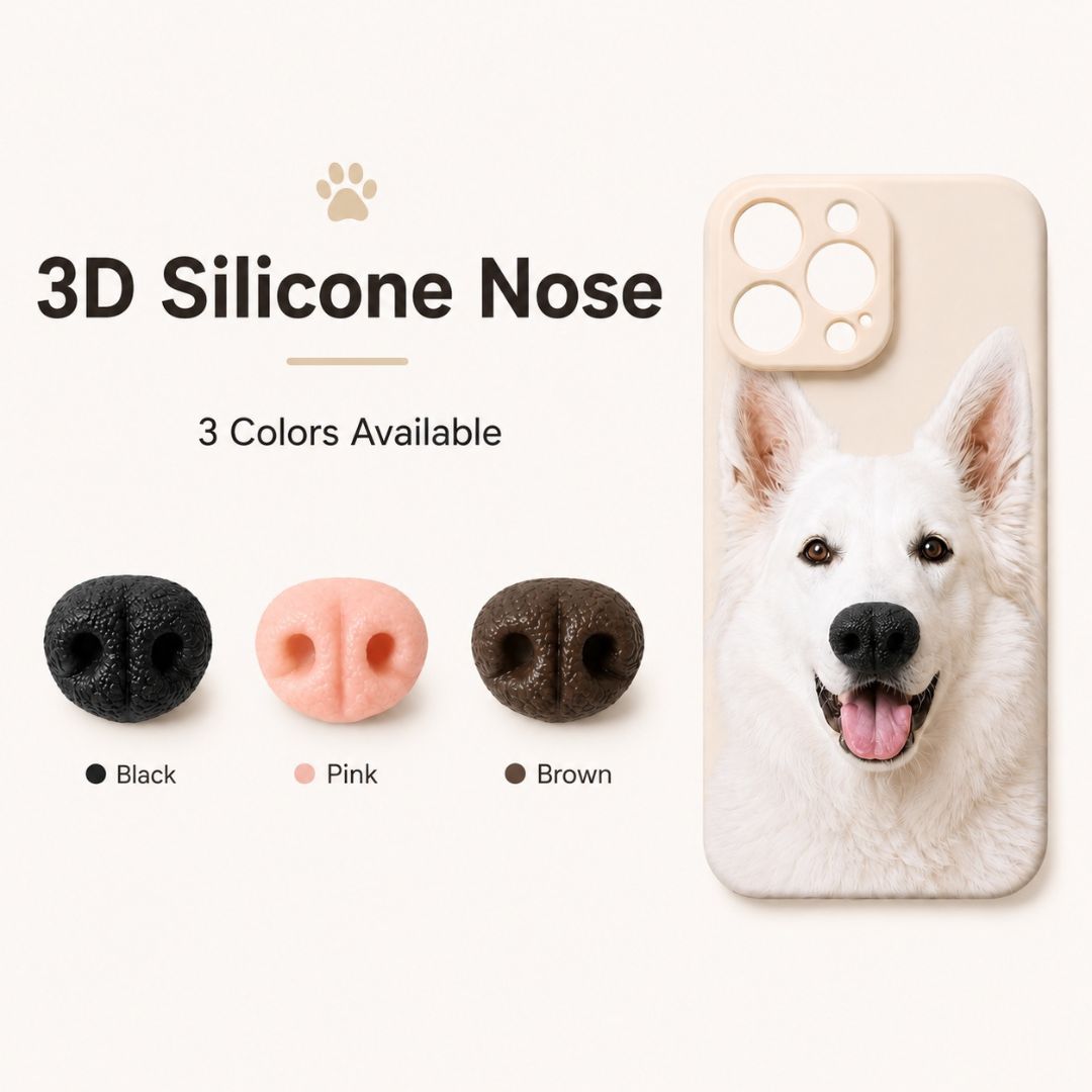 Custom Pet Portrait Phone Case with 3D Silicone Nose