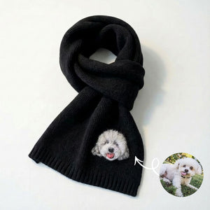 Handmade Pet Portrait Wool Scarf - Wool Felted