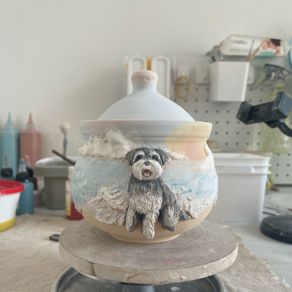 Custom 3D Pet Portrait Urn – Personalized Hand-Sculpted Ceramic Memorial for Dogs, Cats & Bunnies
