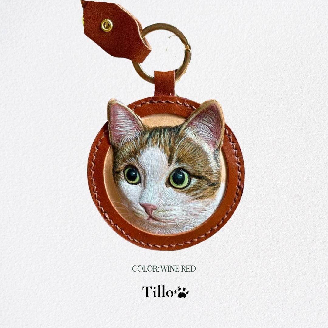 Custom Handcrafted Leather Pet Portrait Decor/ Bag Charm