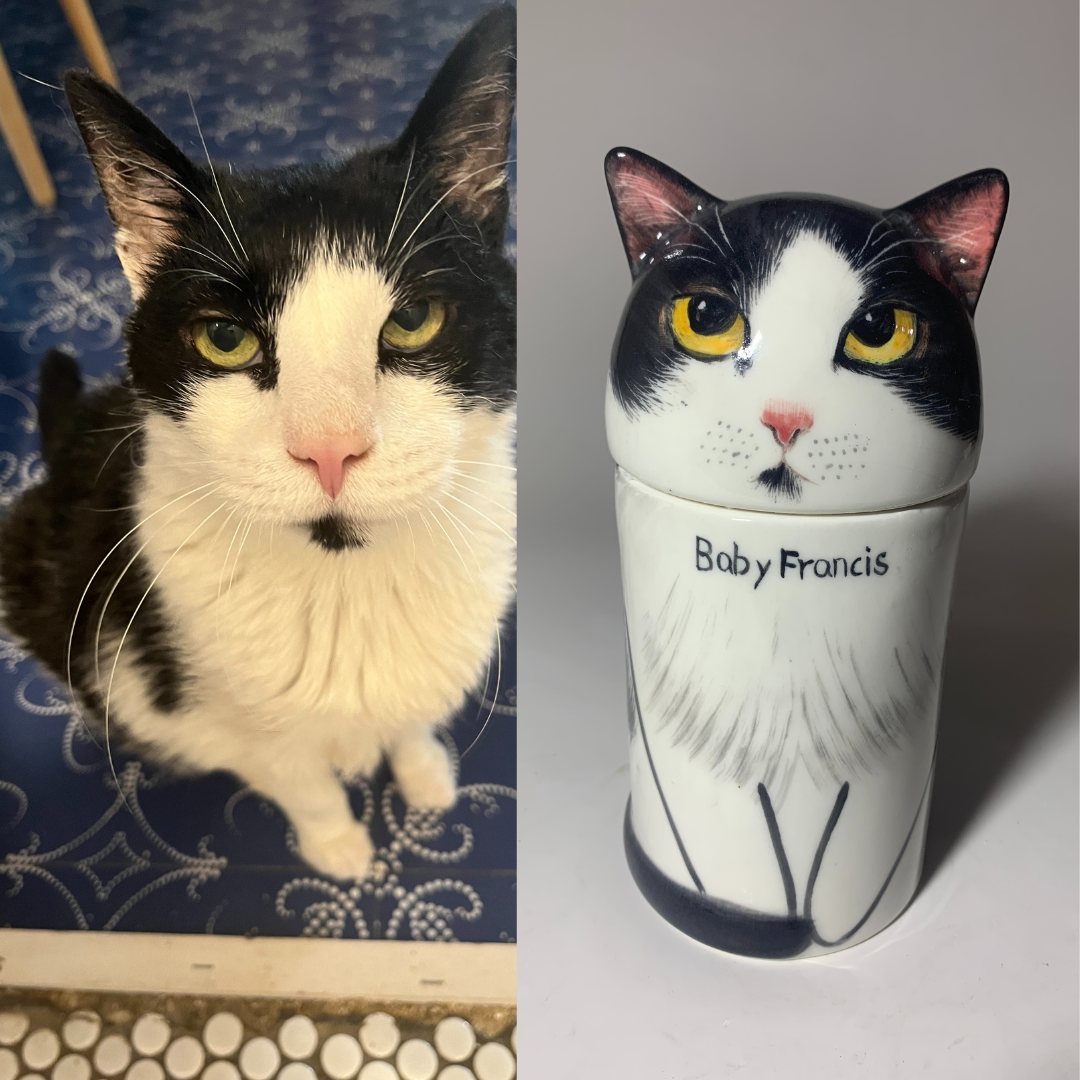 Eternal Companion Cat Portrait Ceramic Urn/Decor