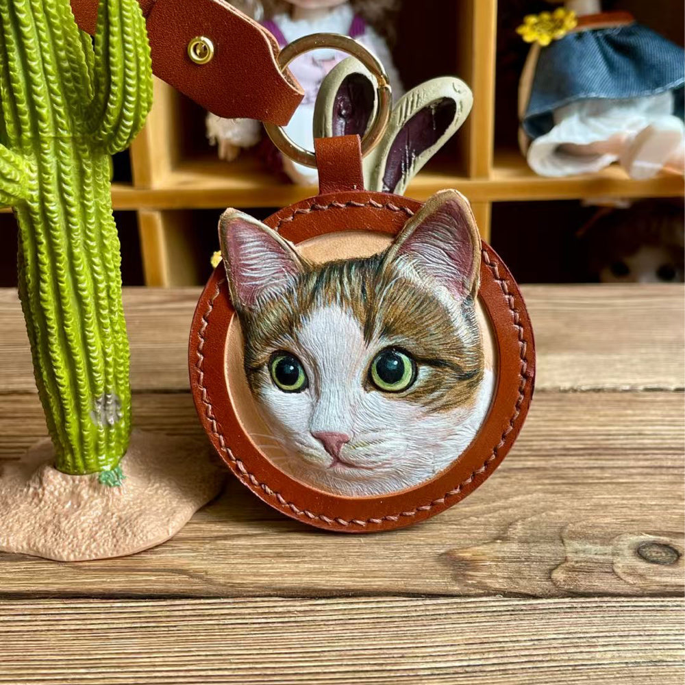 Custom Handcrafted Leather Pet Portrait Decor