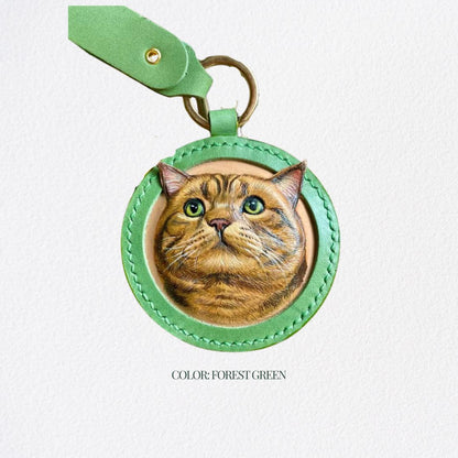 Custom Handcrafted Leather Pet Portrait Decor/ Bag Charm