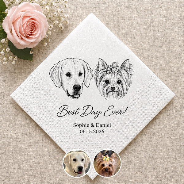 Custom Pet Cocktail Napkins — Personalized Photo & Text Cocktail Napkins for Dog & Cat Lovers