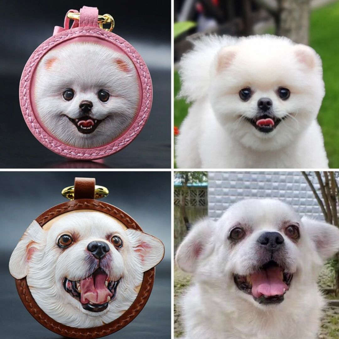 Custom Handcrafted Leather Pet Portrait Decor/ Bag Charm