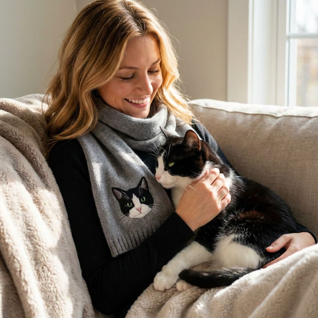 Custom Pet Hand-Woolen Portrait Scarf