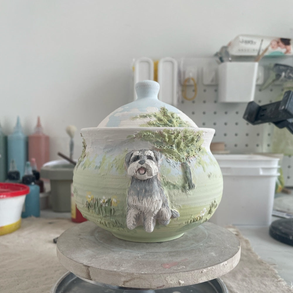 Custom 3D Pet Portrait Urn – Personalized Hand-Sculpted Ceramic Memorial for Dogs, Cats & Bunnies