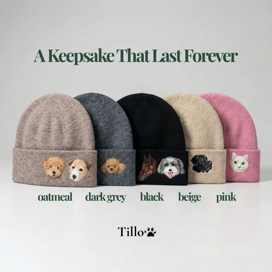 Handmade Pet Portrait Wool Beanie - Needle Wool Felted