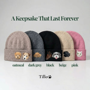 Handmade Pet Portrait Wool Beanie - Needle Wool Felted
