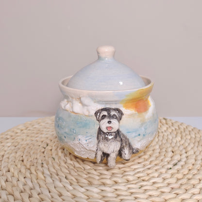 Custom 3D Pet Portrait Urn – Personalized Hand-Sculpted Ceramic Memorial for Dogs, Cats & Bunnies