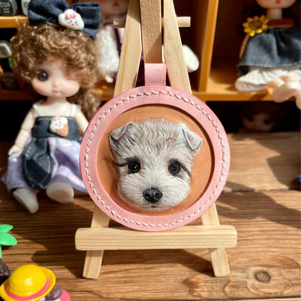 Custom Handcrafted Leather Pet Portrait Decor