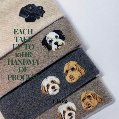Handmade Pet Portrait Wool Beanie - Needle Wool Felted