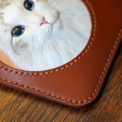 Custom Handcrafted Leather Pet Portrait Card Holder
