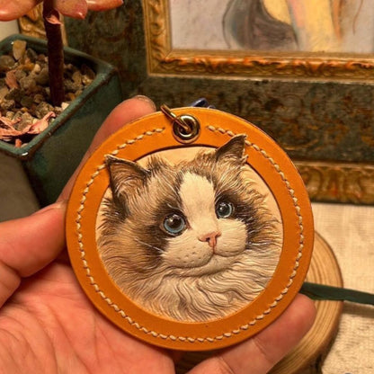 Custom Handcrafted Leather Pet Portrait Decor/ Bag Charm