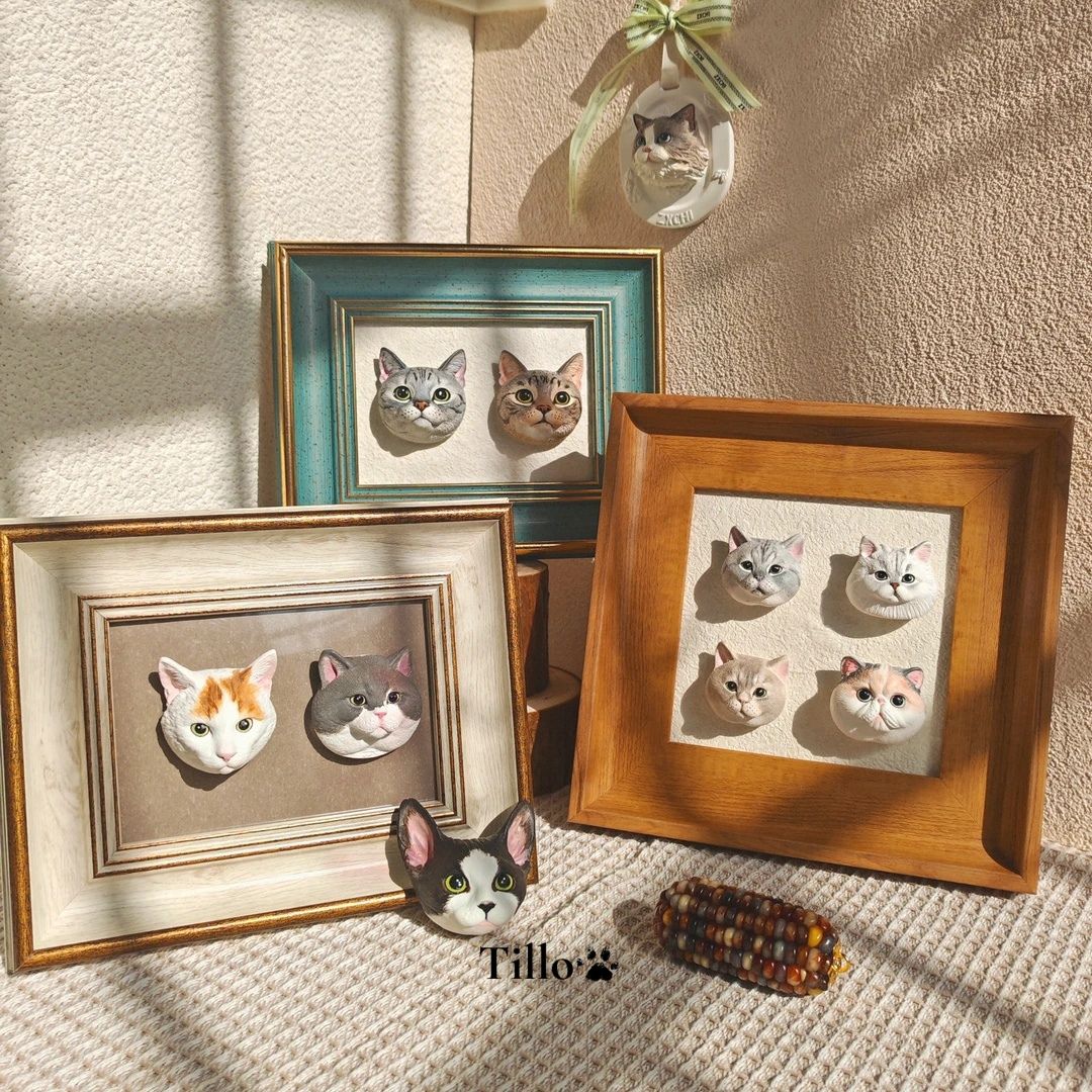 Pet Portrait Magnet  Personalized Pet Sculpture Keepsake