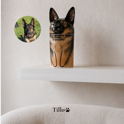 Keramikurne mit Hundeportrait für den ewigen Begleiter
