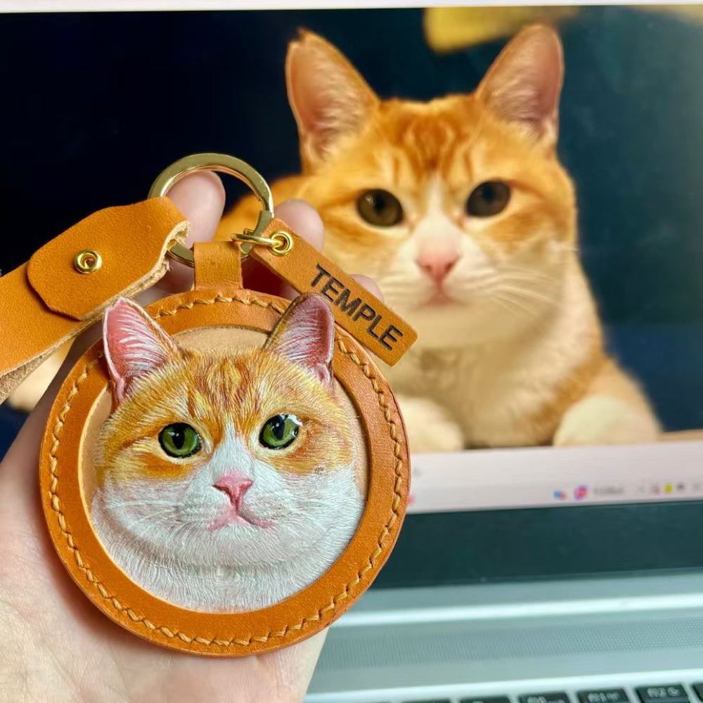 Custom Handcrafted Leather Pet Portrait Decor