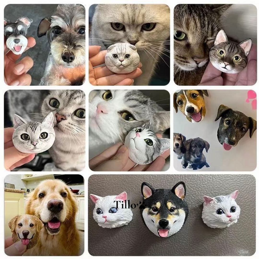 Pet Portrait Magnet  Personalized Pet Sculpture Keepsake