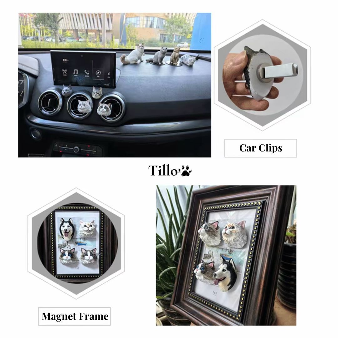 Pet Portrait Magnet  Personalized Pet Sculpture Keepsake