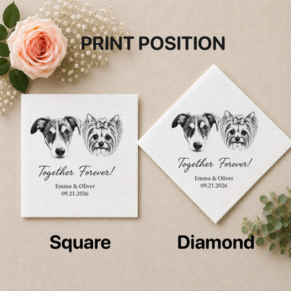 Custom Pet Cocktail Napkins — Personalized Photo & Text Cocktail Napkins for Dog & Cat Lovers