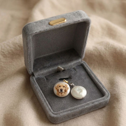 Hand-Painted Custom Pet Portrait Necklace – Natural Pearl Sterling Silver Pendant