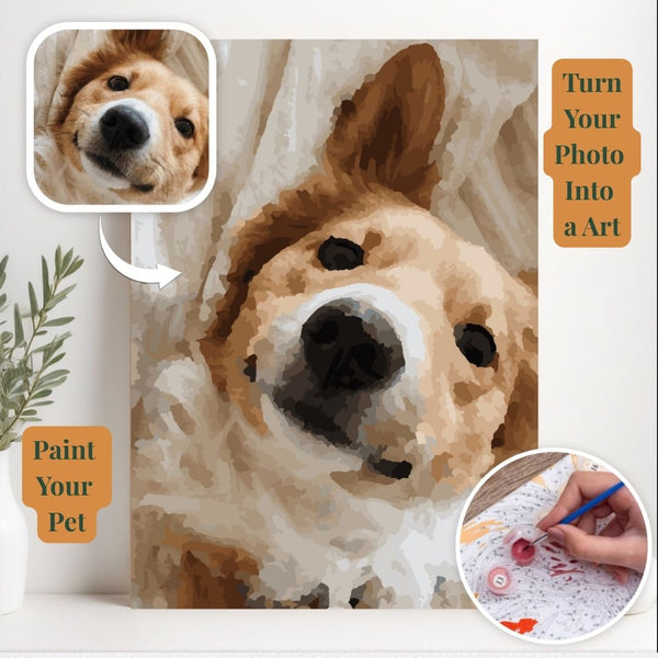 Custom Pet Paint by Numbers Kit | Personalized Canvas Portrait from Your Photo | DIY Pet Lover Gift & Memorial Art