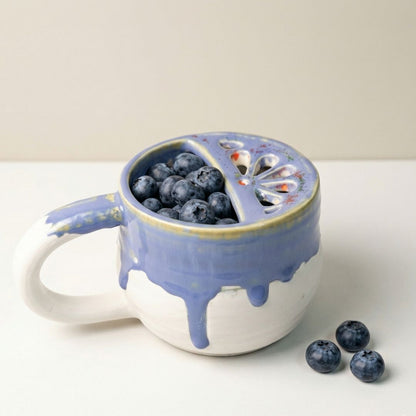 Handcrafted Blueberry Ceramic Fruit Rinse Washing Cup