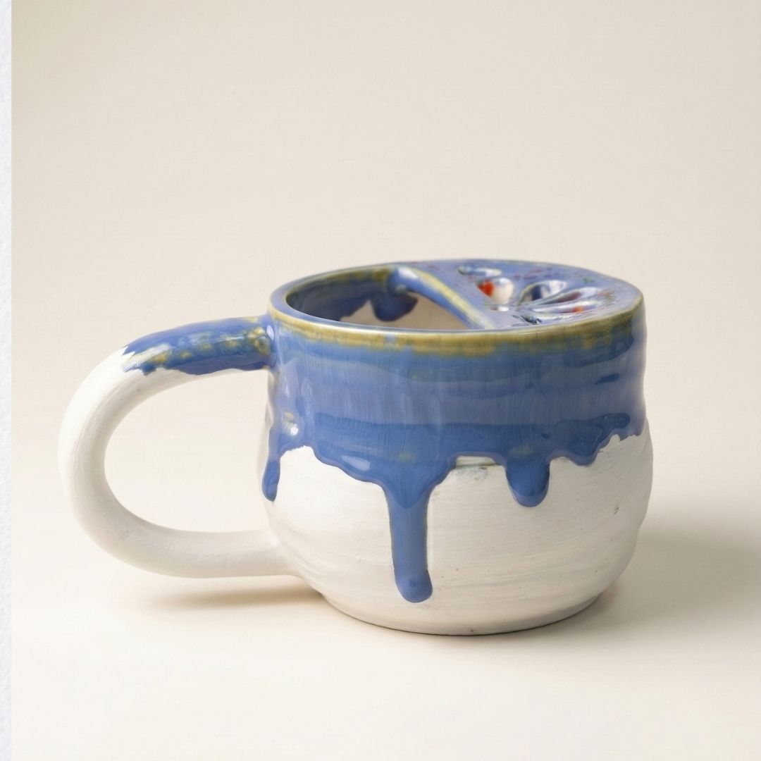 Handcrafted Blueberry Ceramic Fruit Rinse Washing Cup