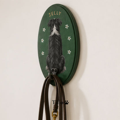 Custom Hand-Painted Pet Portrait Wall Leash Holder & Key Hange