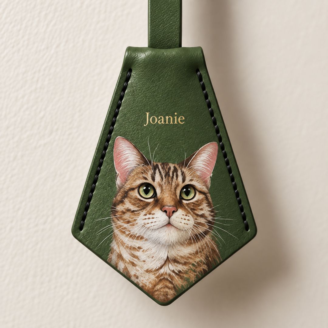 Custom Pet Portrait Leather Bag Charm & Keychain