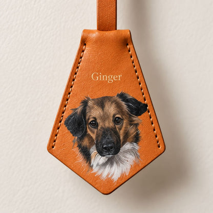 Custom Pet Portrait Leather Bag Charm & Keychain