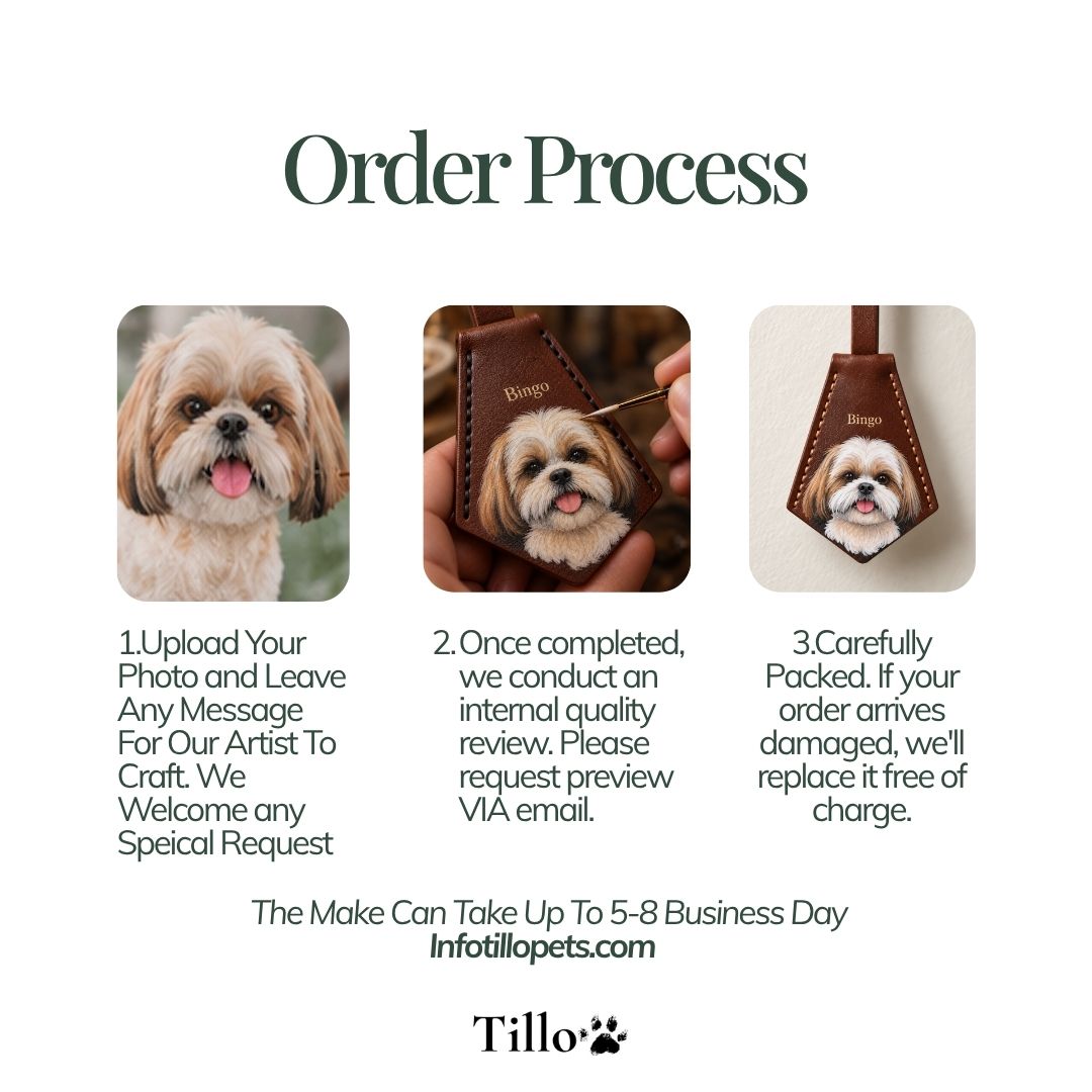 Custom Pet Portrait Leather Bag Charm & Keychain