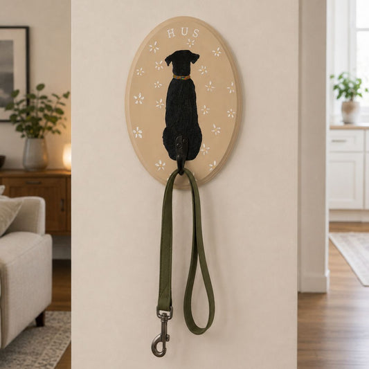 Custom Hand-Painted Pet Portrait Wall Leash Holder & Key Hanger