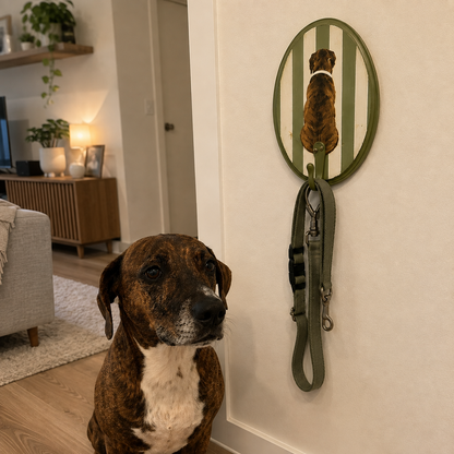 Custom Hand-Painted Pet Portrait Wall Leash Holder & Key Hanger