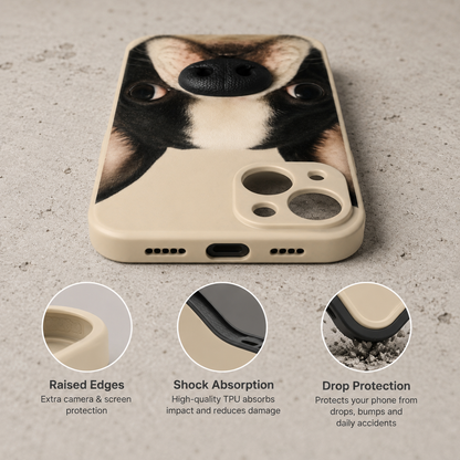 Custom Pet Portrait Phone Case with 3D Silicone Nose