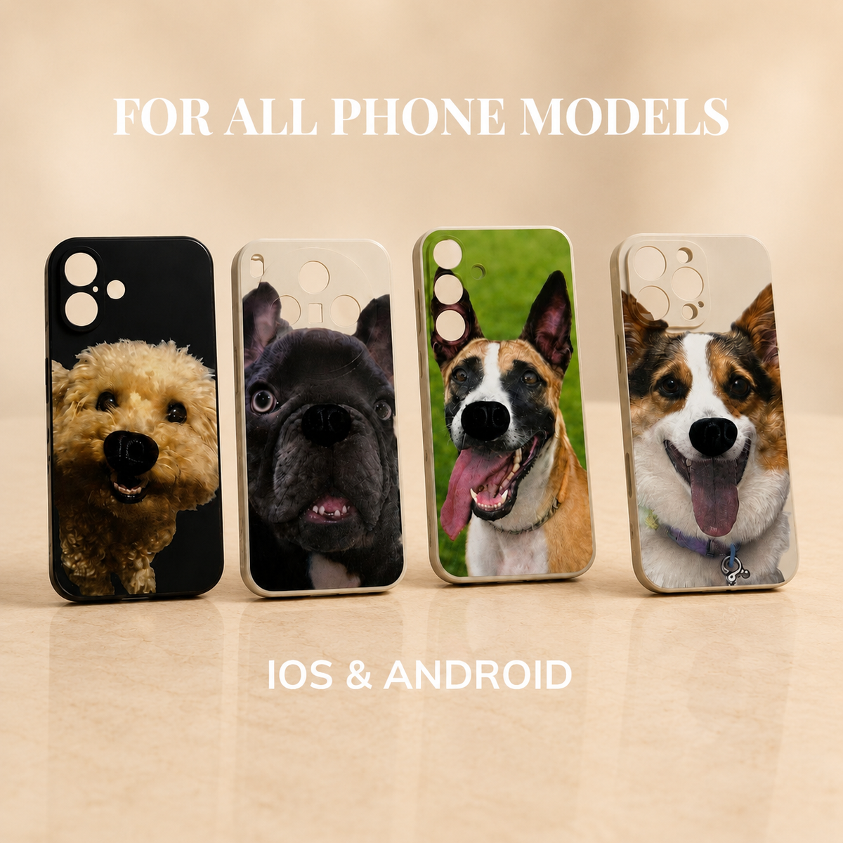 Custom Pet Portrait Phone Case with 3D Silicone Nose