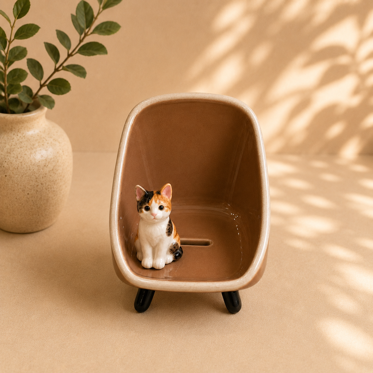 Handmade Ceramic Phone Stand with Custom Pet Figurine