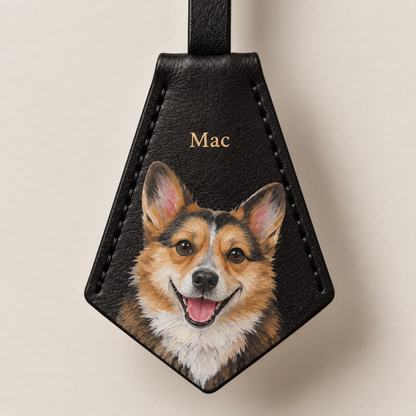 Custom Pet Portrait Leather Bag Charm & Keychain